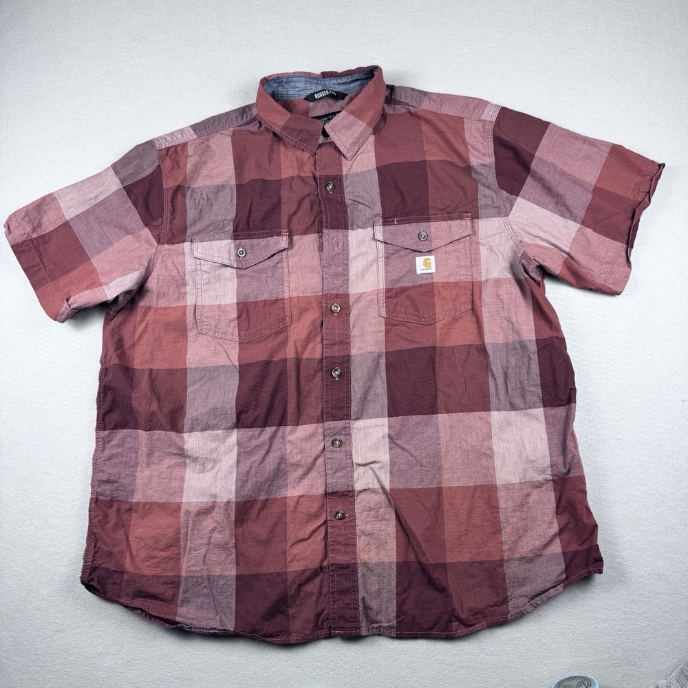 Lot of 3 Carhartt Button Shirts Men 2XL Short Sleeve Force Rugged Flex Relaxed - Picture 12 of 16